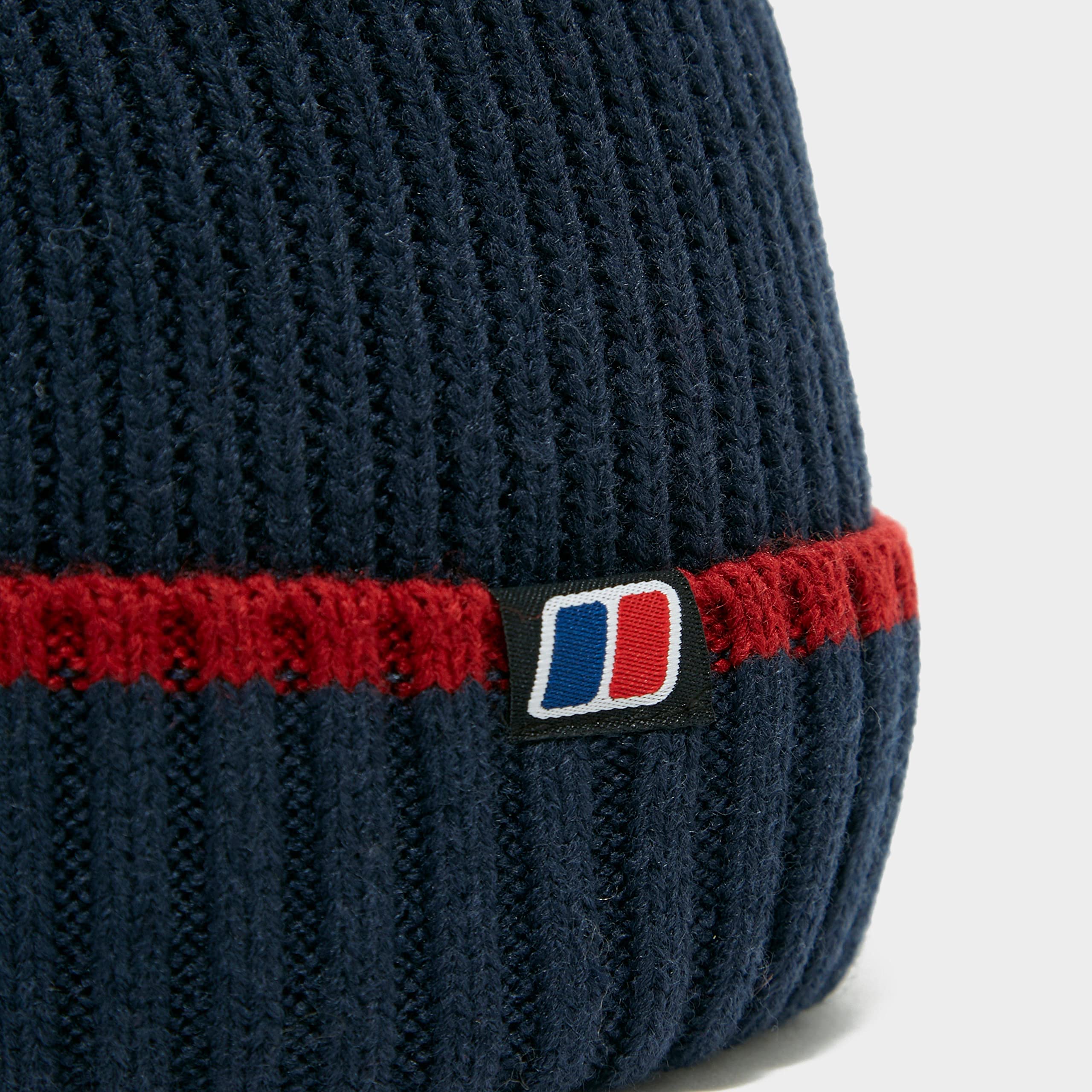 Berghaus Kids' Stripe Beanie Hat for Boys & Girls - Soft Warm Winter Knit Hat in Navy Blue - One Size Fits All - Perfect for Skiing, Snow Play & Cold Weather Activities