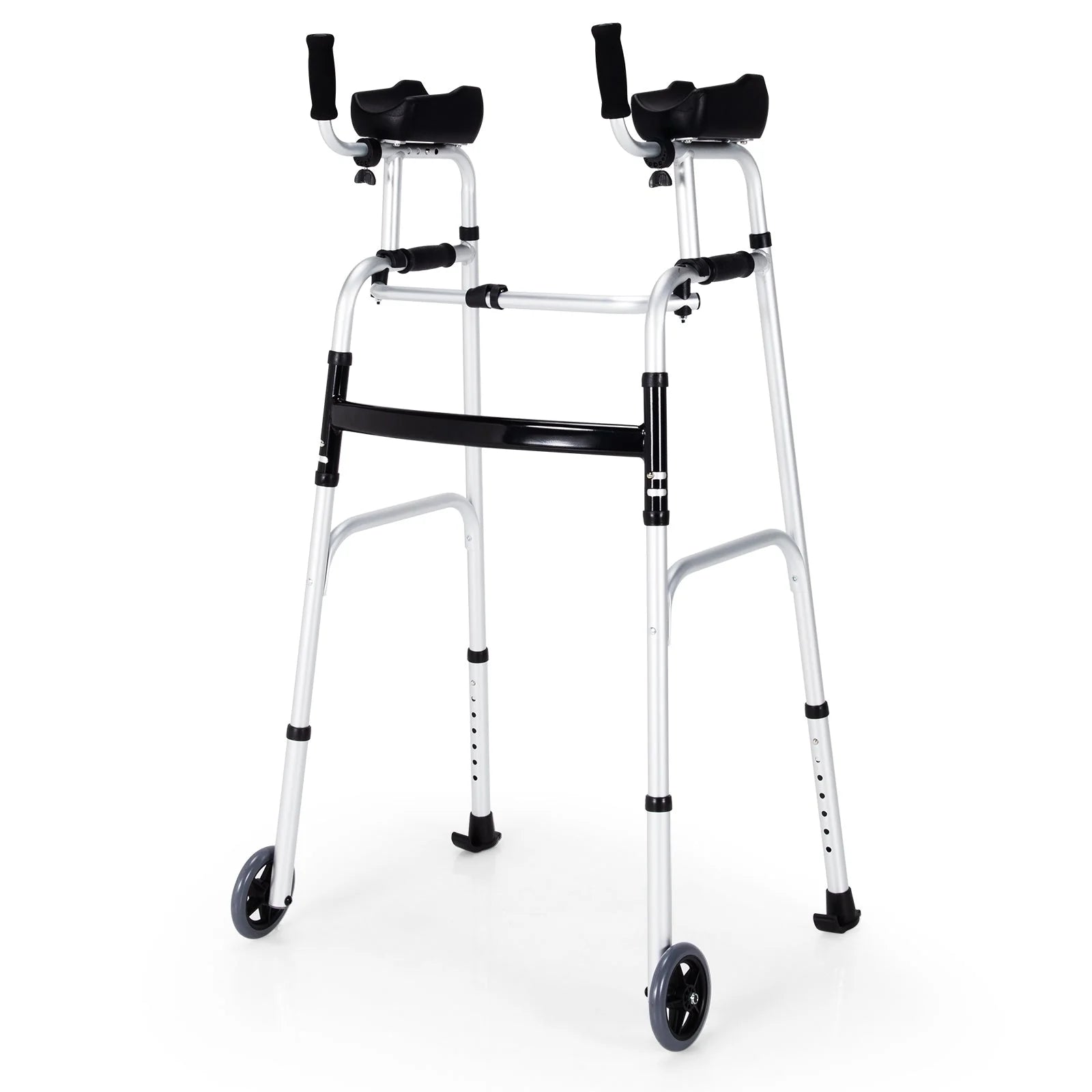 CalCare Aluminum Folding Rollator Walker with Seat - Lightweight Mobility Aid for Seniors & Adults - Indoor/Outdoor Use for Shopping, Travel & Daily Support