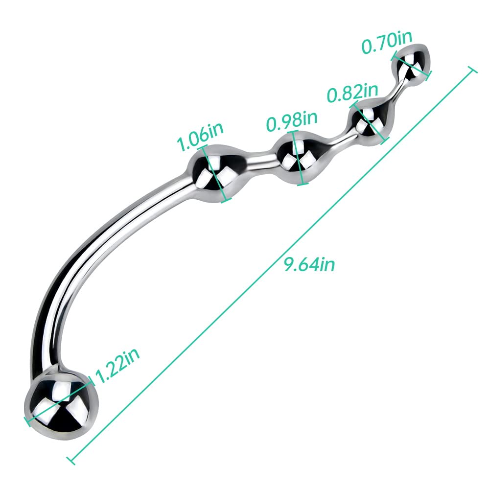 Metal Anal Hook with 5 Beads - S-Shaped Sex Toy for Couples & Solo Play