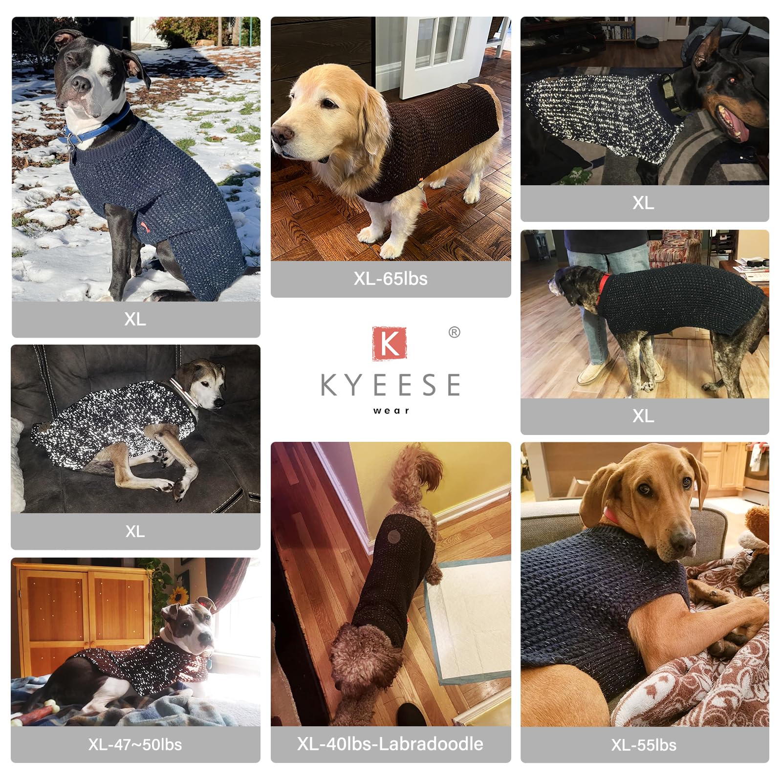 KYEESE Christmas Dog Sweater for Medium Dogs - Reflective Yarn, Warm & Stretchy Pullover - Green XL | Perfect for Holiday Outings & Winter Walks