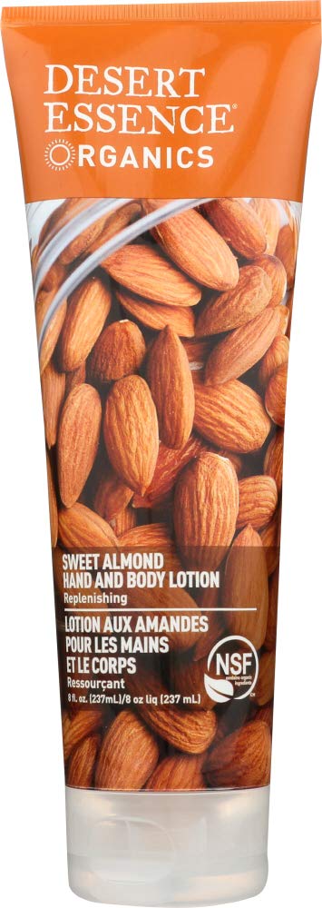 Desert Essence Organic Almond Hand & Body Lotion - 8 fl oz (237 ml) Pack of 6 - Hydrating Moisturizer for Dry Skin, Vegan & Cruelty-Free - Perfect for Daily Use at Home, Office & Travel
