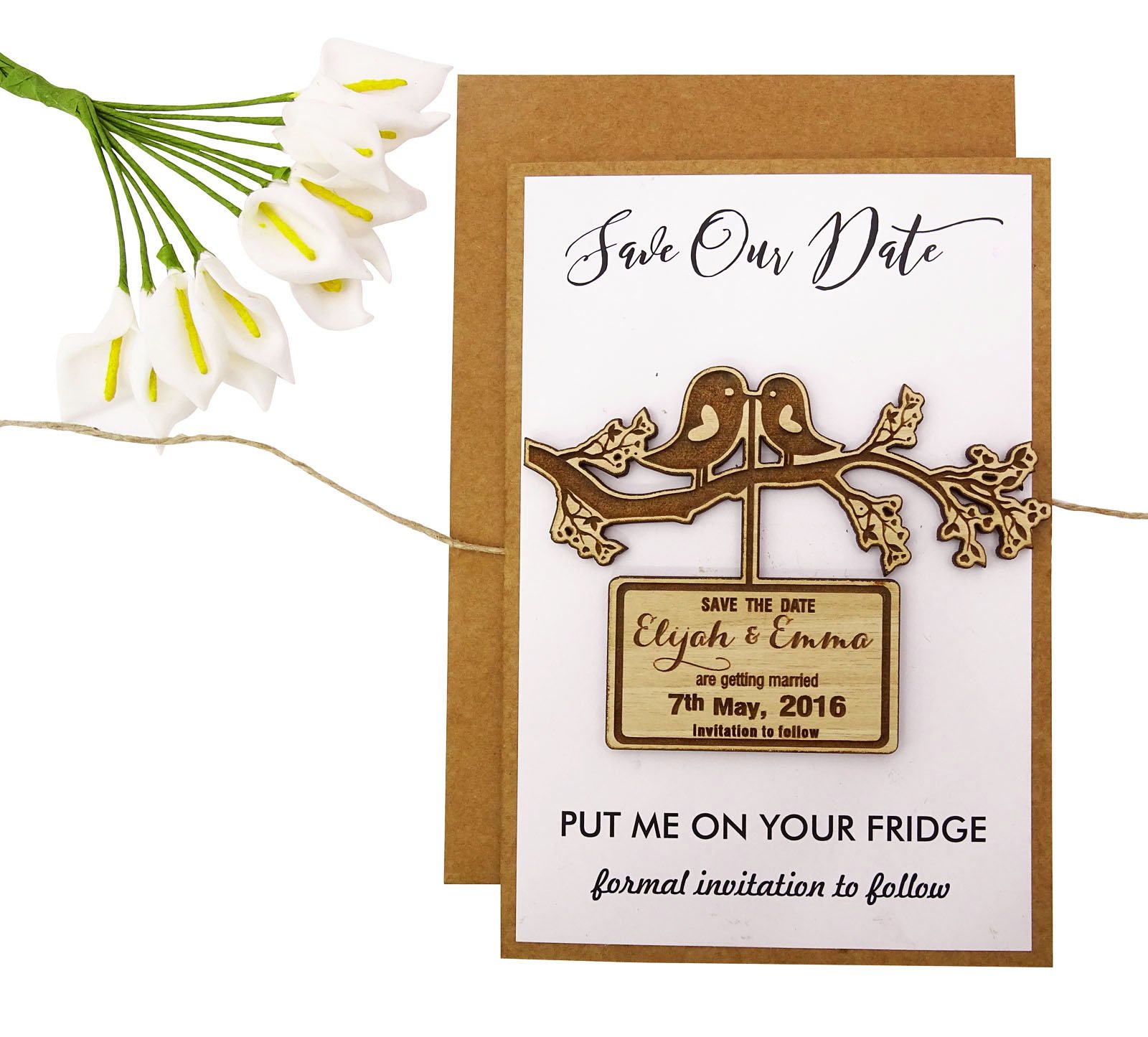 Personalized Custom Engraved Wooden Magnets - Rustic Wedding Save The Date Gift (40 Pack) - Perfect for Fridge Decor, Party Favors & Anniversary Keepsakes