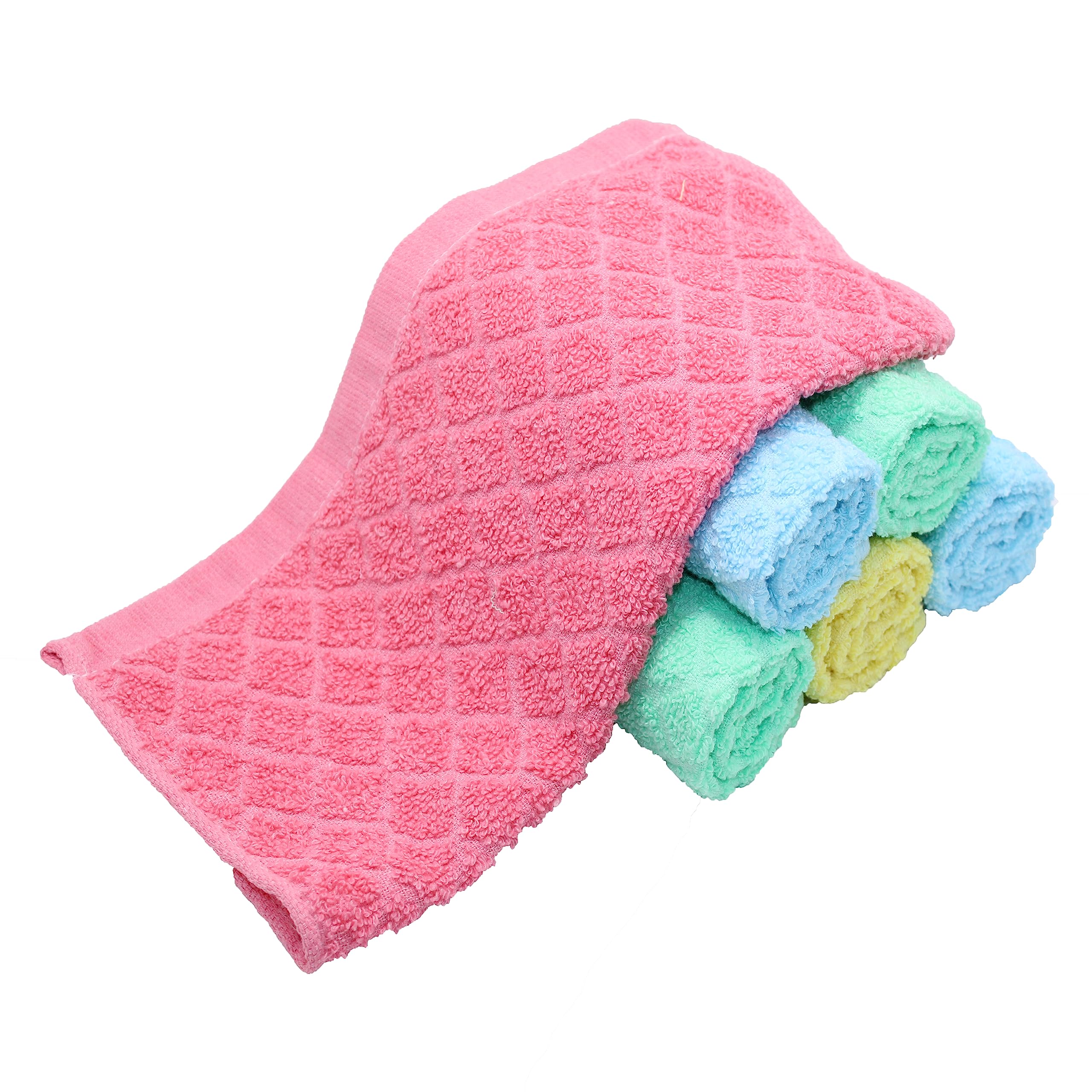 Premium 400 GSM Pure Cotton Printed Face Towels - Ultra Soft & Super Absorbent Handkerchiefs for Women, Kids & Babies - 6 Pack (25x25 cm) Multicolor - Perfect for Daily Use, Travel, Gym & Nursery Care