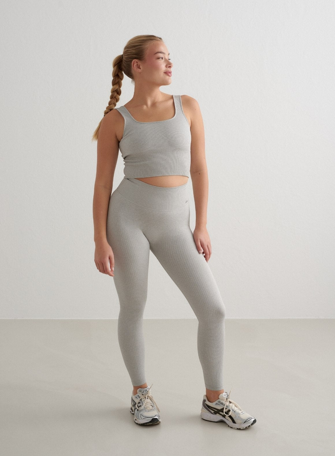 Grey Melange Ribbed Seamless Shaping Bralette - Comfortable Wireless Bra for Everyday Wear, Yoga & Lounge
