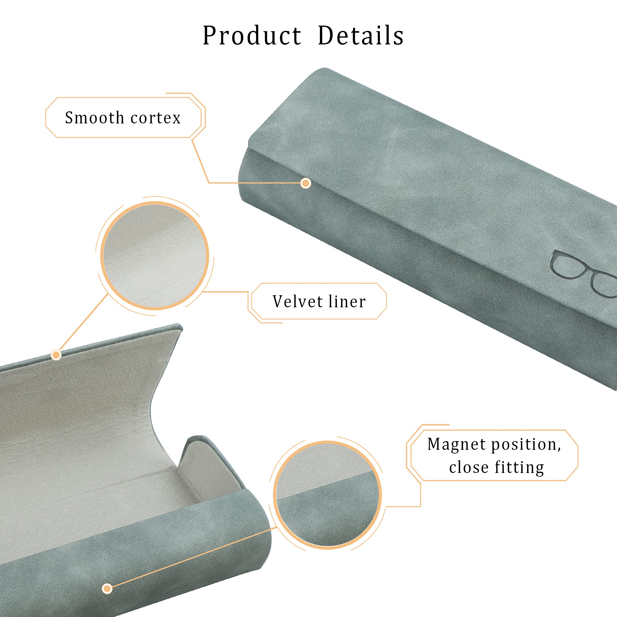 Premium Hard Shell Eyeglass Case - Durable PU Leather Sunglass Holder for Women & Men - Lightweight & Portable Eyewear Storage - Perfect for Travel, Work, and Daily Protection