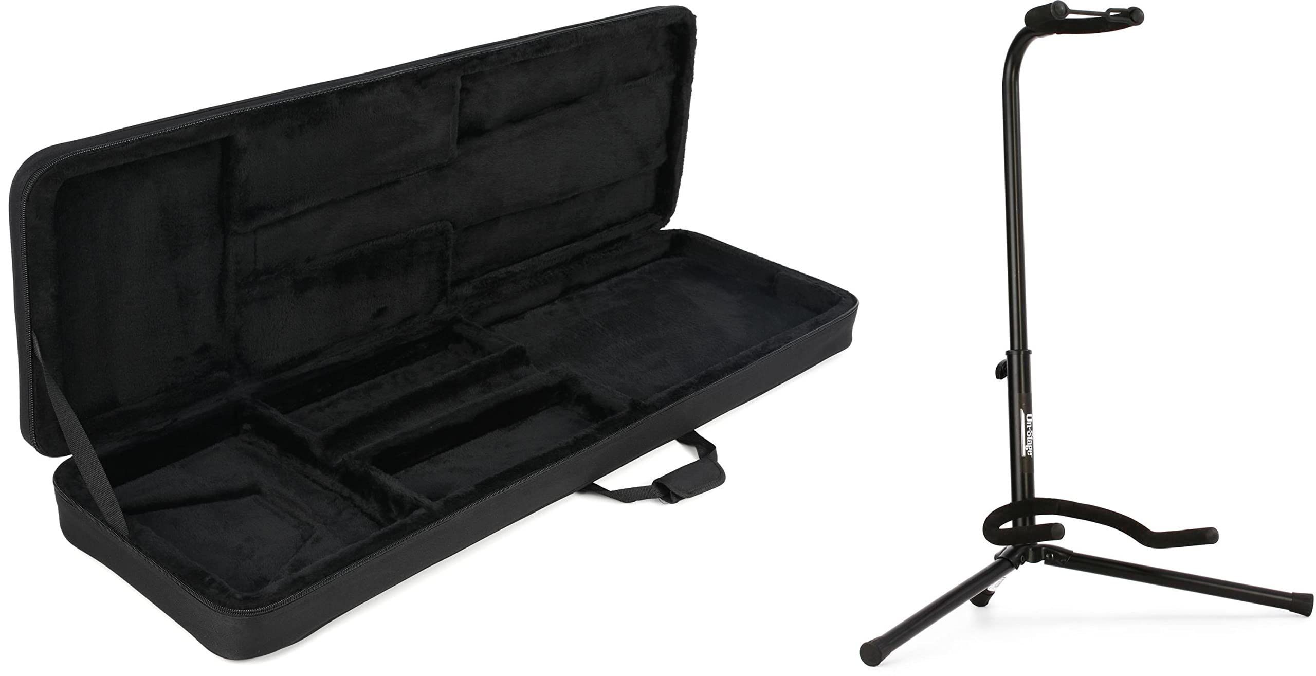 Gator Lightweight Electric Bass Guitar Case with XCG-4 Classic Guitar Stand - Durable Protection for Travel & Stage Performances
