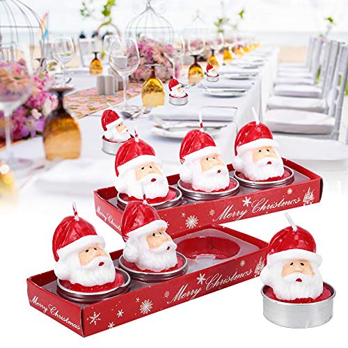 Santa Claus Head Shaped Tealight Candles - 2 Pack Christmas Decorative Jar Candles for Holiday Table Decor, Party Centerpiece & Festive Home Ambiance