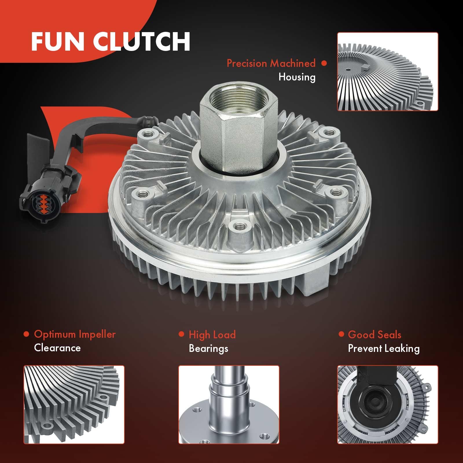 Premium Electronic Engine Cooling Fan Clutch for Ford F-250 F-350 F-450 F-550 Super Duty (2003-2007) | E-350 E-450 Super Duty, Excursion, F-650, F-750 | V8 6.0L Diesel Engine | Heavy-Duty Cooling for Towing & Off-Road Use