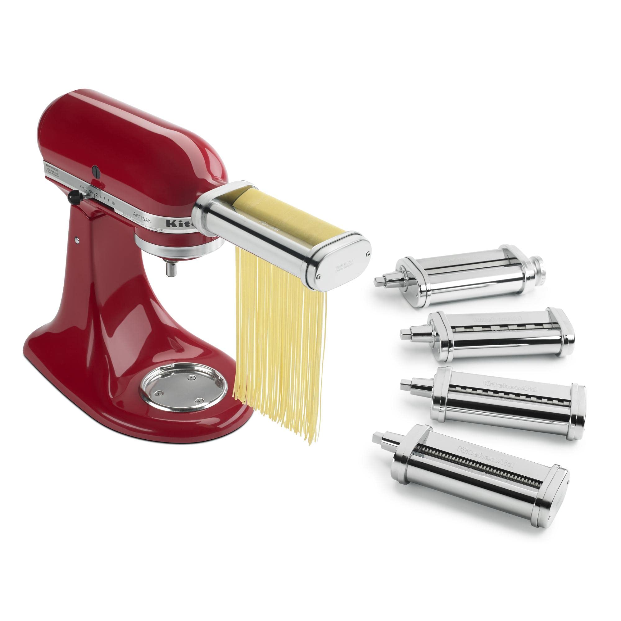 KitchenAid KSMPDX 5-Piece Pasta Deluxe Set Stand Mixer Attachment & KSMMGA Metal Food Grinder Attachment - Stainless Steel & Silver - Perfect for Homemade Pasta, Sausages, and Fresh Ground Meats