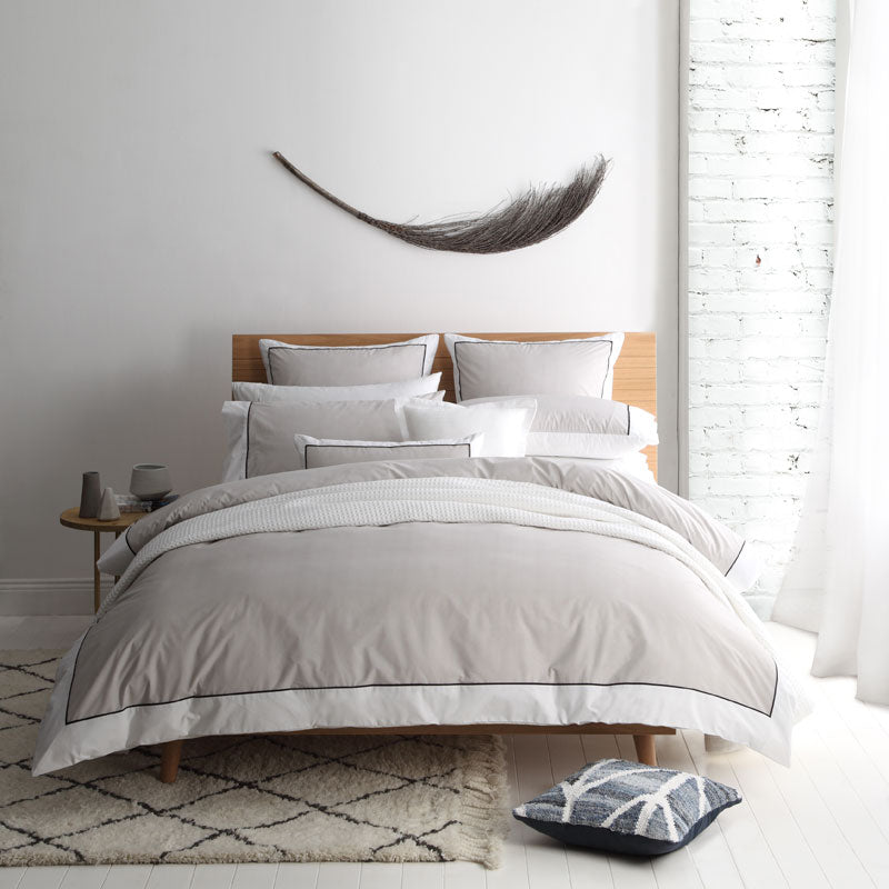 Essex Stone Quilt Cover Set - Super King Size Luxury Bedding for Master Bedroom & Guest Room