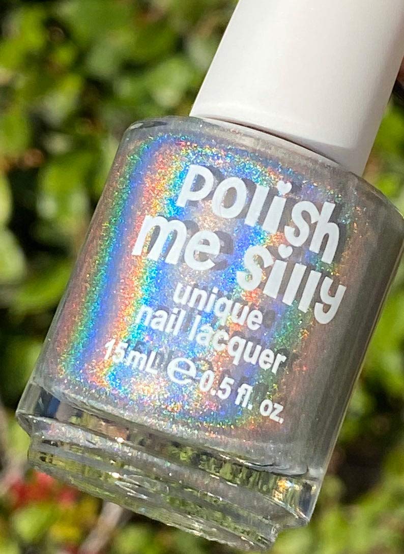 Rainbow Holographic Nail Polish - Shimmering Silver Chrome Vegan Nail Lacquer - Cruelty-Free & Quick Dry Formula for Salon-Quality Manicures at Home - Perfect for Parties, Weddings and Everyday Glam