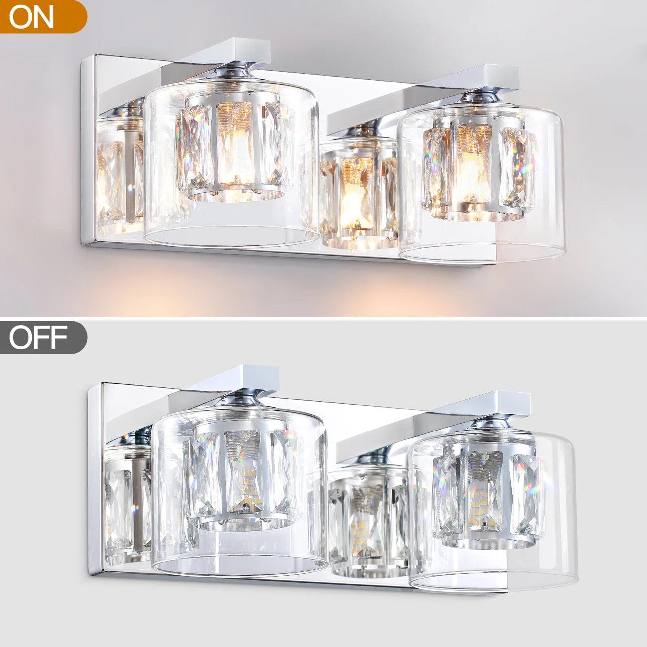Kolt Chrome Modern 2-Light Bathroom Vanity Light Fixture - Perfect for Bathroom Makeovers & Spa-Like Ambience