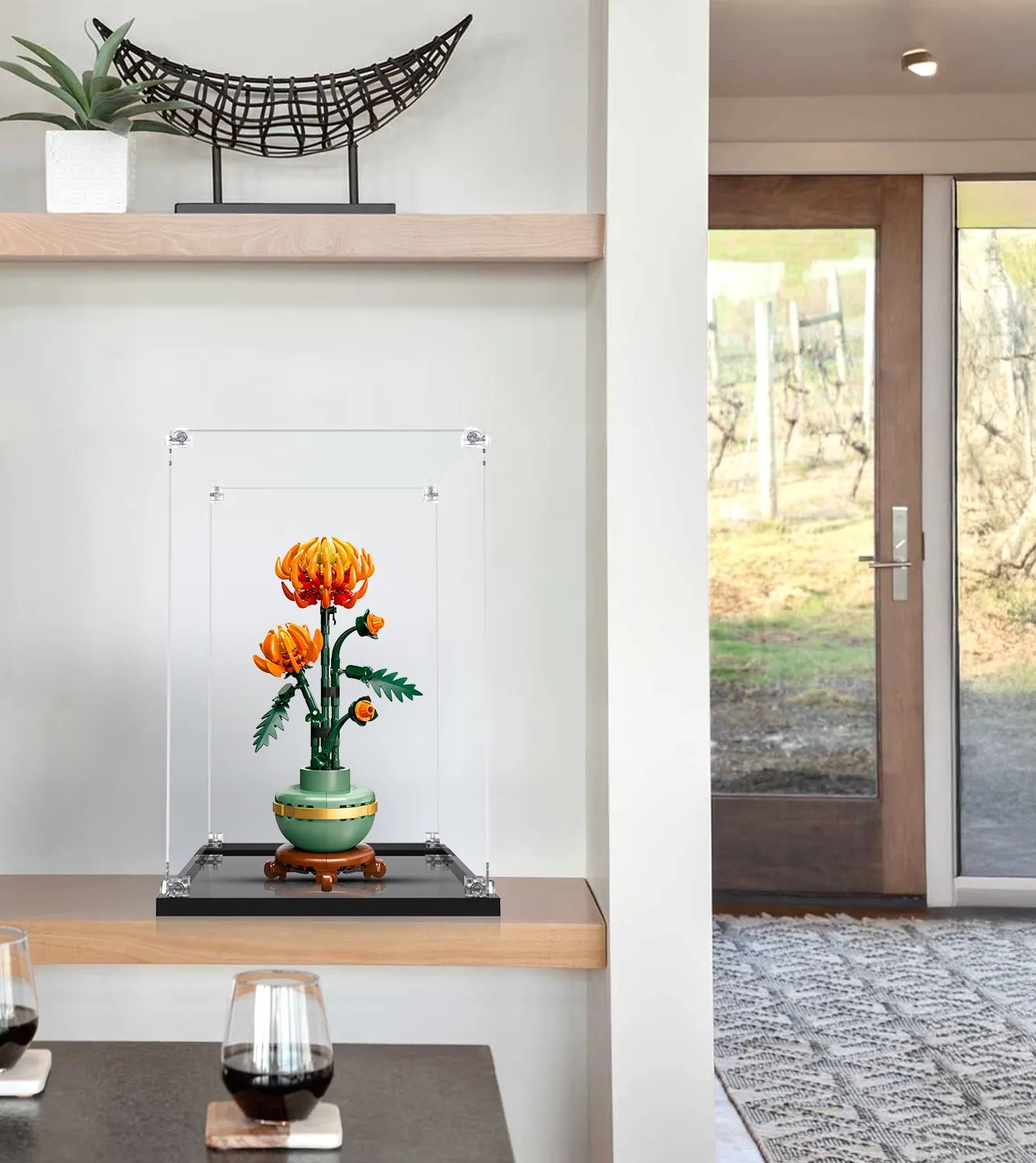 LEGO Icons Chrysanthemum 10368 Display Case - Clear Acrylic Showcase for Flower Building Set - Perfect for Home Decor, Office Display & Collector's Showcase