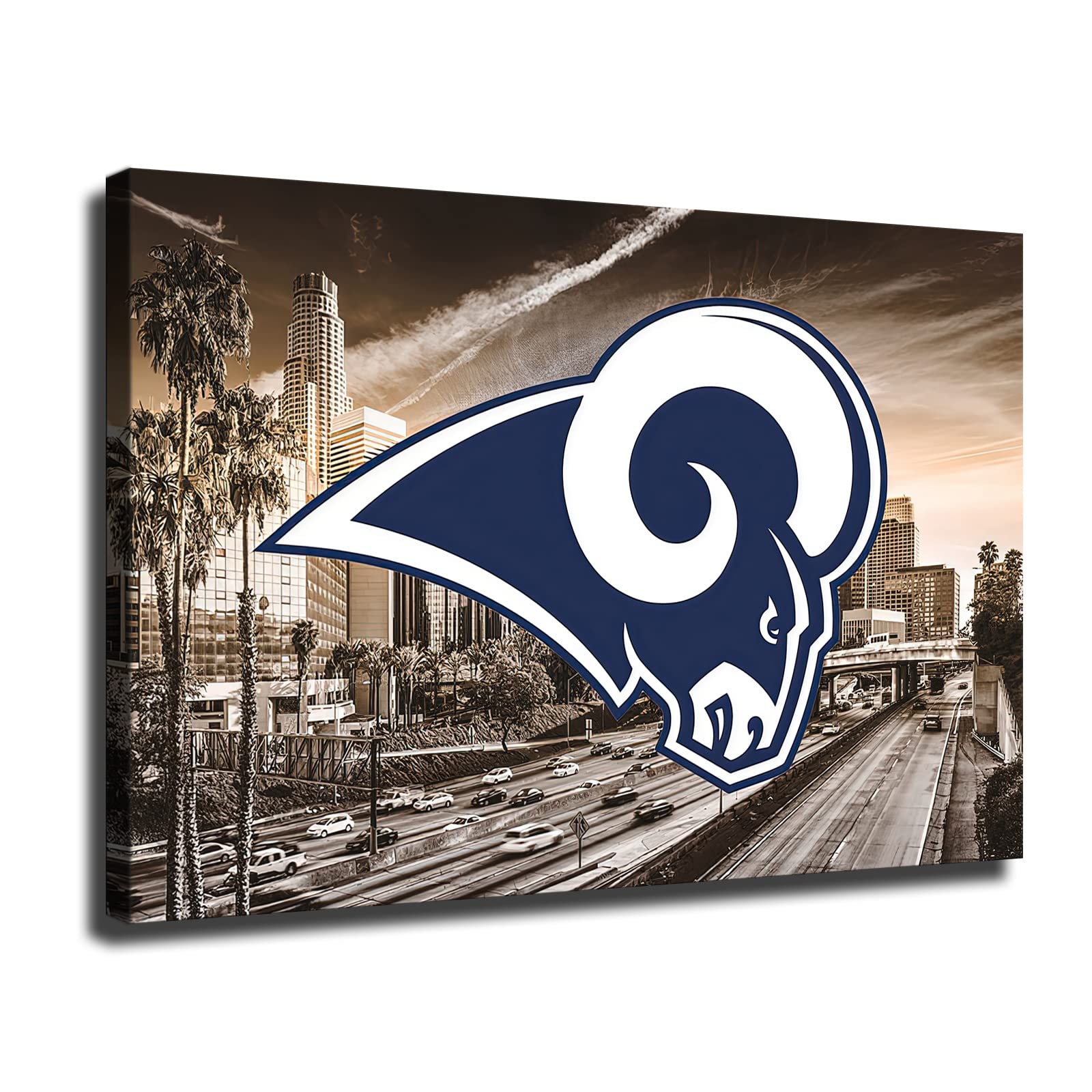 Los Angeles Rams Football Poster - NFL Sports Canvas Wall Art Decor for Living Room & Bedroom - 16x24 Inch Unframed Printed Painting - Perfect for Game Room, Man Cave, and Sports Fan Gifts