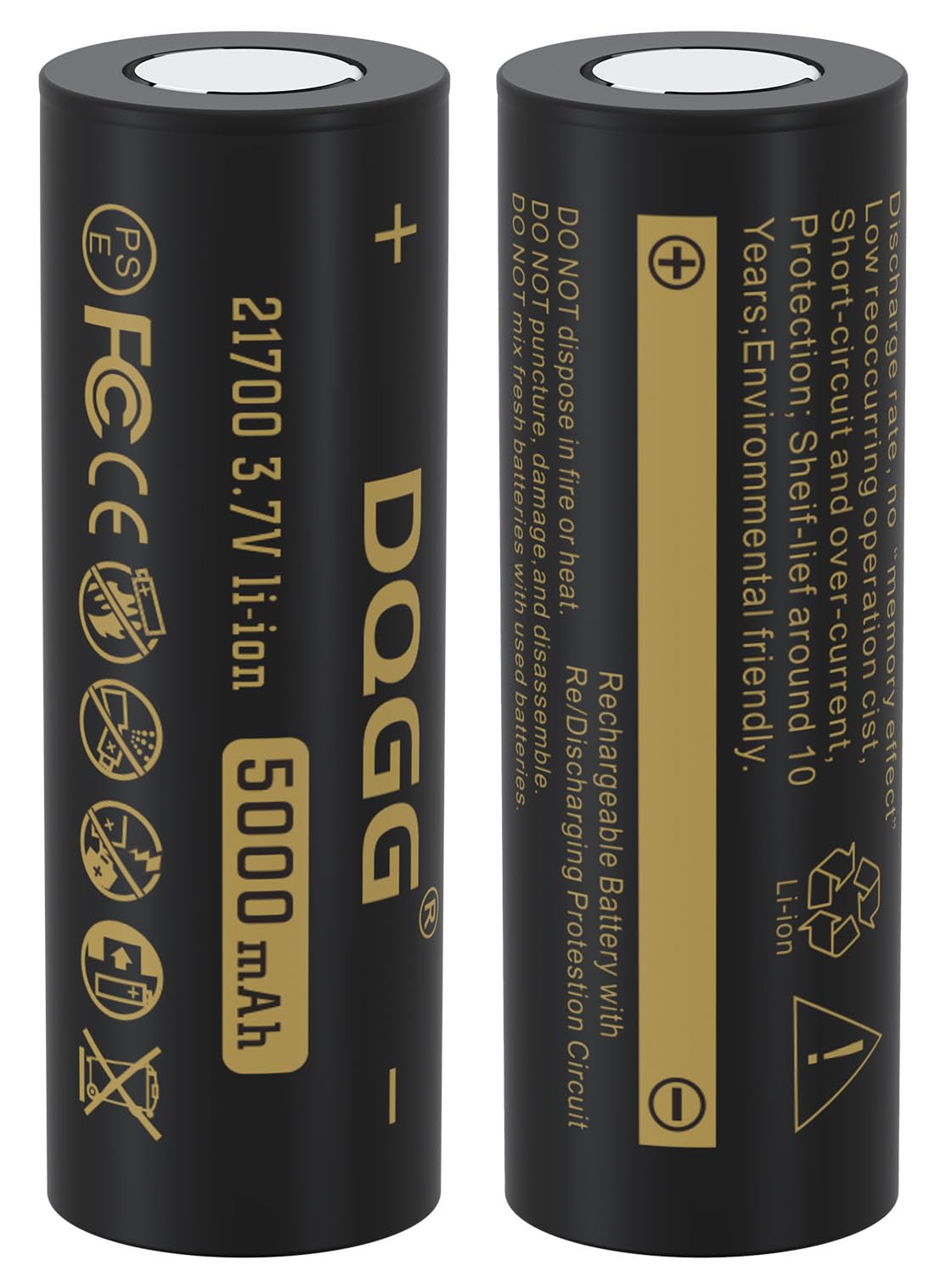 3.7V 21700 Rechargeable Li-ion Battery 5000mAh 2-Pack - High Capacity Batteries for LED Flashlights, Headlamps, Camping Gear & Emergency Lighting - Perfect for Outdoor Adventures and Power Outages