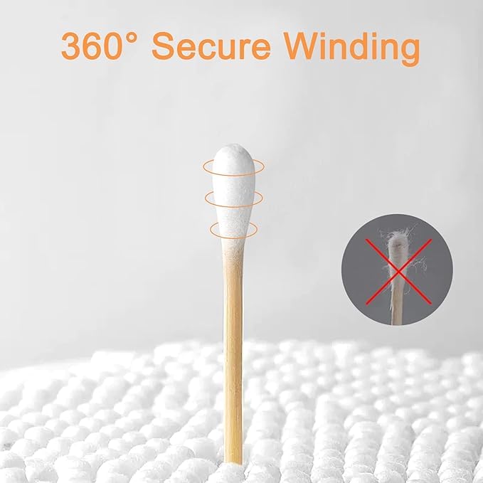 Organic Bamboo Cotton Swabs for Ear Cleaning - 100% Pure & Soft Premium Cotton Buds, 1500 Sticks (3000 Tips) - Gentle Baby Hygiene & Care, Eco-Friendly Ear Cleaner - Perfect for Makeup Removal, First Aid, and Crafting (Pack of 20)