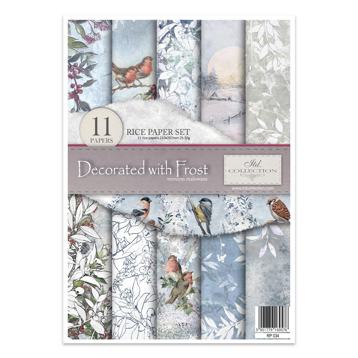 Premium Rice Paper for Art & Craft - Frost Decorated RP034 (29.7 x 21 cm) - Perfect for Scrapbooking, Calligraphy & DIY Home Decor