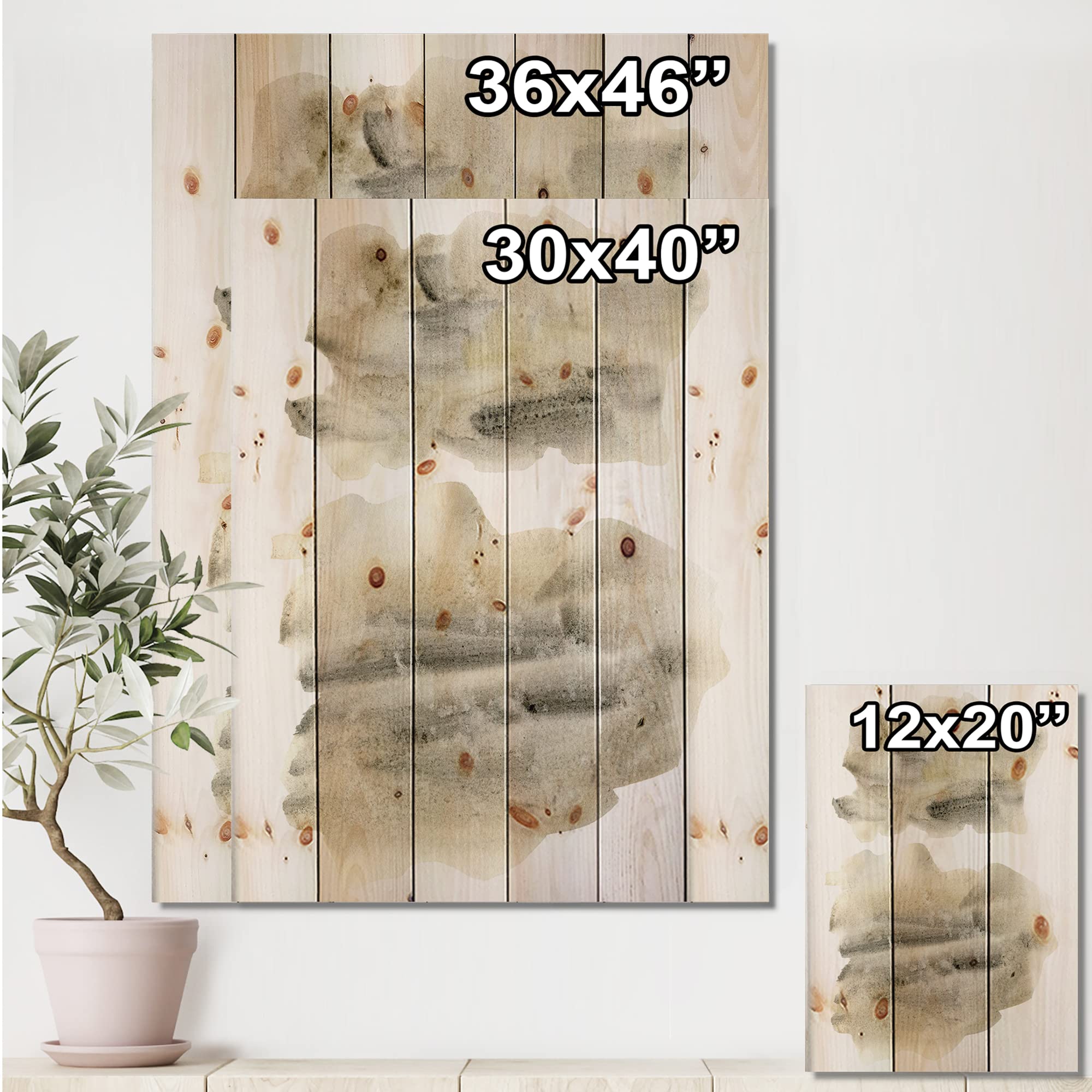 DesignQ Black & Beige Clouds Modern Wood Wall Art - Large Abstract Wooden Wall Panel Decor Printed on Natural Pine - Perfect for Living Room, Bedroom, or Office Decoration
