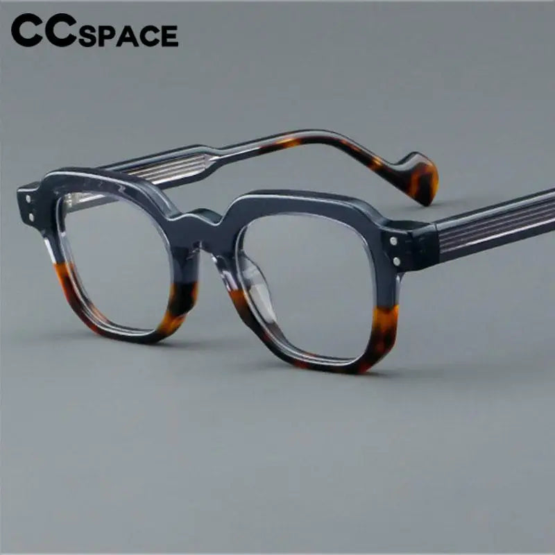 CCspace Unisex Full Rim Square Acetate Eyeglasses 57287 - Lightweight & Durable Frame for Men & Women - Perfect for Reading, Working & Fashion Accessories