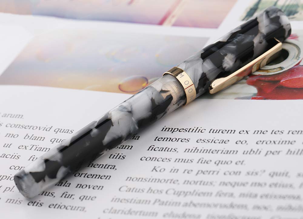 Majohn N2 Acrylic Fountain Pen with Fine Nib - Premium Black Celluloid Mini Travel Pocket Pen Gift Set with Box | Perfect for Journaling, Note Taking & Business Professionals