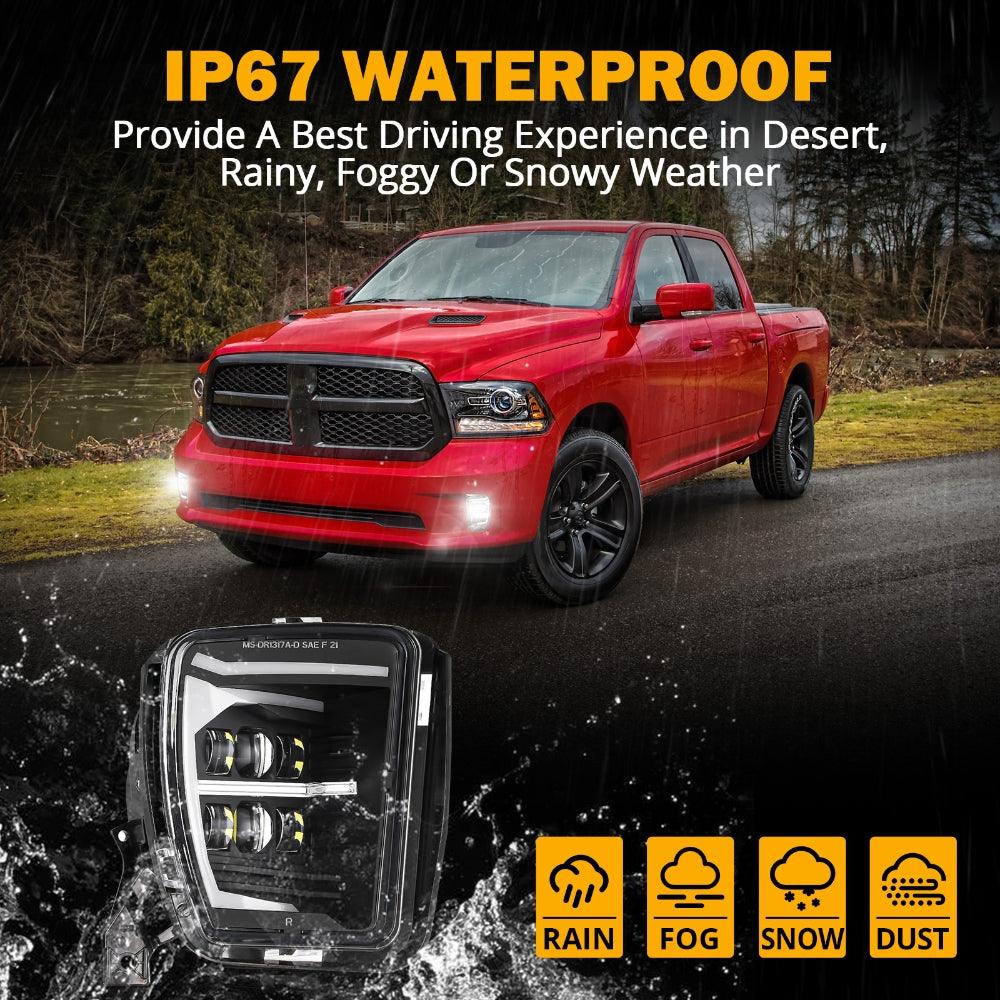 2-Pack DOT Approved LED Fog Lights with DRL for 2013-2018 Dodge Ram 1500 - Bright Off-Road Lighting for Night Driving & Foggy Conditions