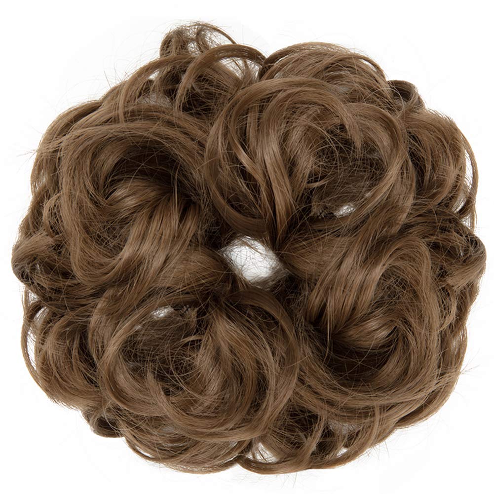 FOCUSSEXY Synthetic Wavy Hair Bun Extensions - Donut Hair Chignon Wig Hairpiece with Scrunchy for Women - Perfect for Parties, Weddings & Everyday Styling