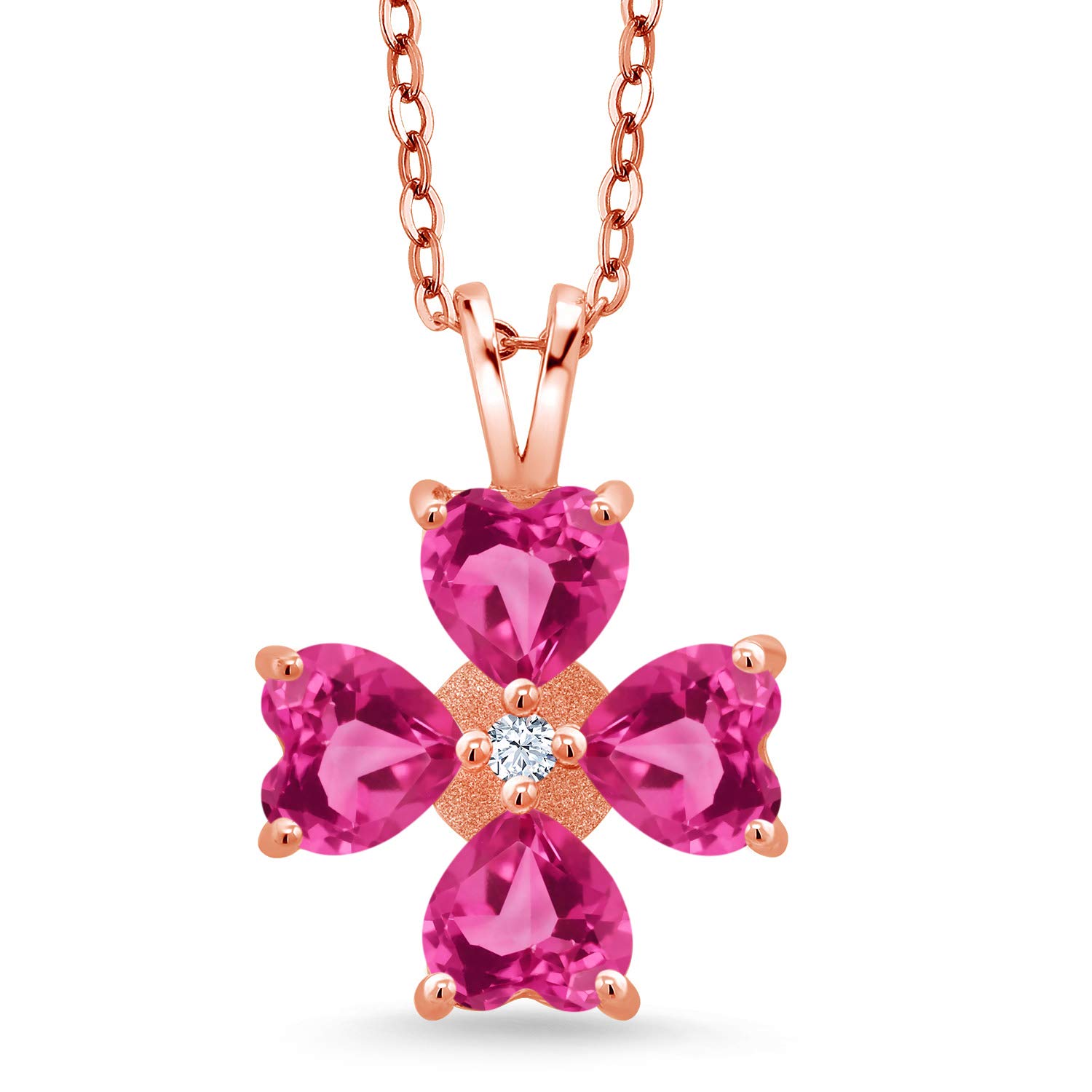 3.23 Ct Heart Pink Created Sapphire Pendant in 18K Rose Gold Plated Silver - Elegant Jewelry Gift for Valentine's Day, Anniversary & Special Occasions