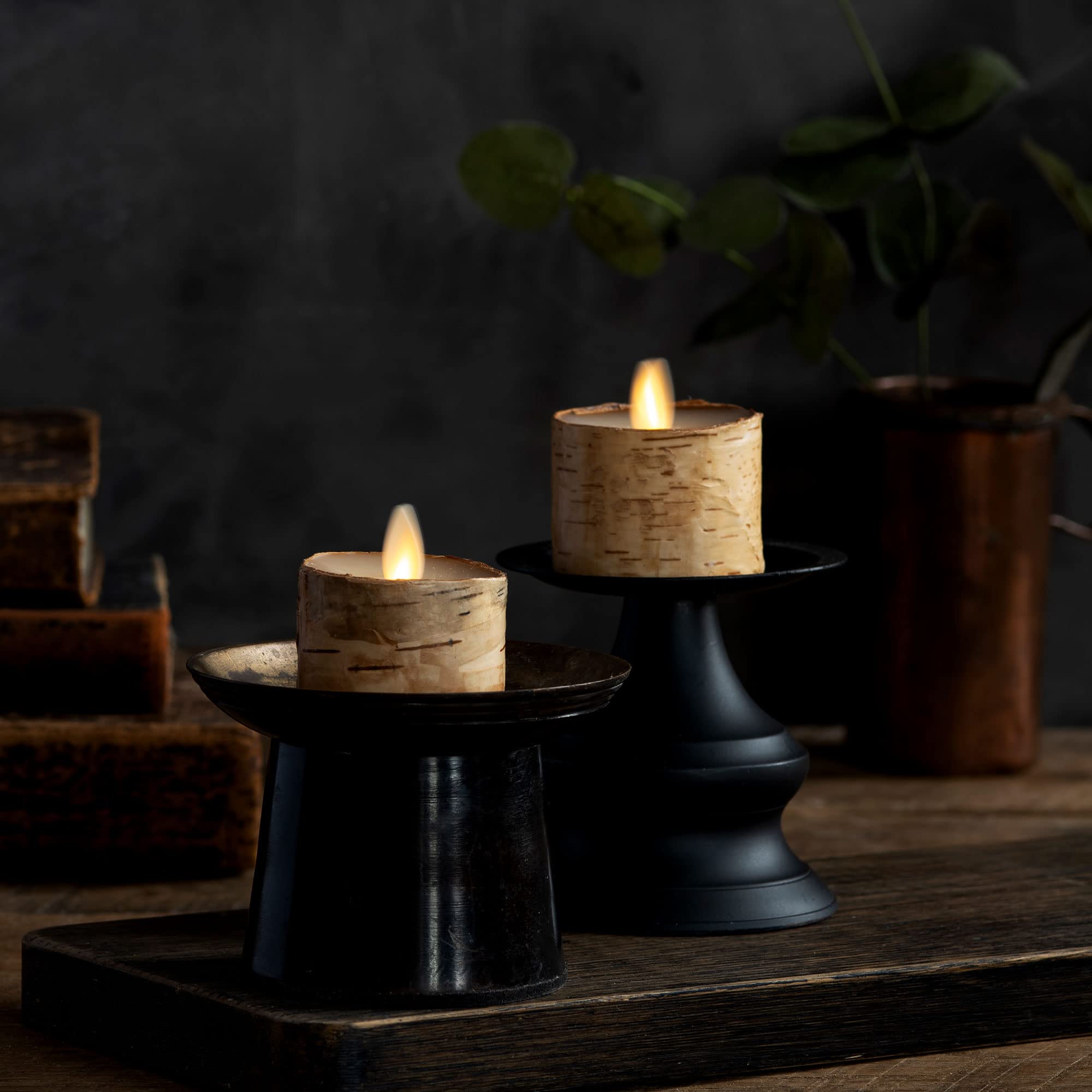 Flameless LED Tea Light Candles - Pack of 2 Birch & Pearl Ivory Battery Operated Candles with Realistic Flickering Flame & Remote Timer - Perfect for Home Decor, Weddings, Restaurants & Romantic Ambiance