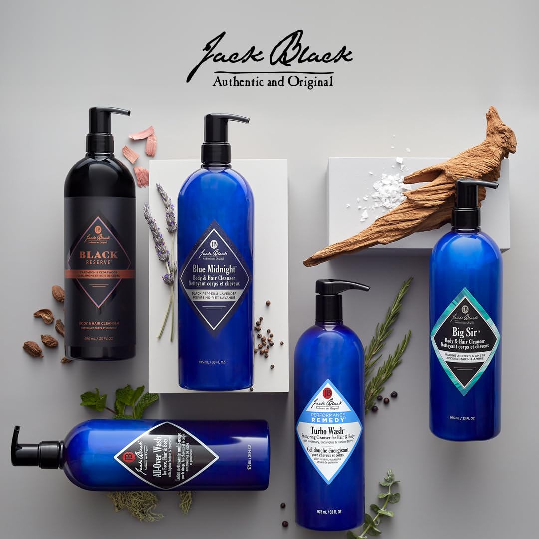 Jack Black All-in-One Men's Wash for Face, Hair & Body - 3-in-1 Shampoo, Body Wash & Face Cleanser, Perfect for Gym, Travel & Daily Grooming Routine, Ideal Gift for Men