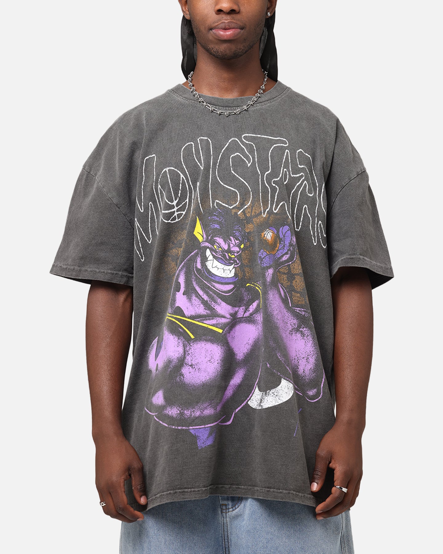 Vintage Space Jam Monstars Heavyweight T-Shirt - Black Wash - American Thrift Style - Perfect for Casual Wear, Cosplay, and 90s Nostalgia Fans