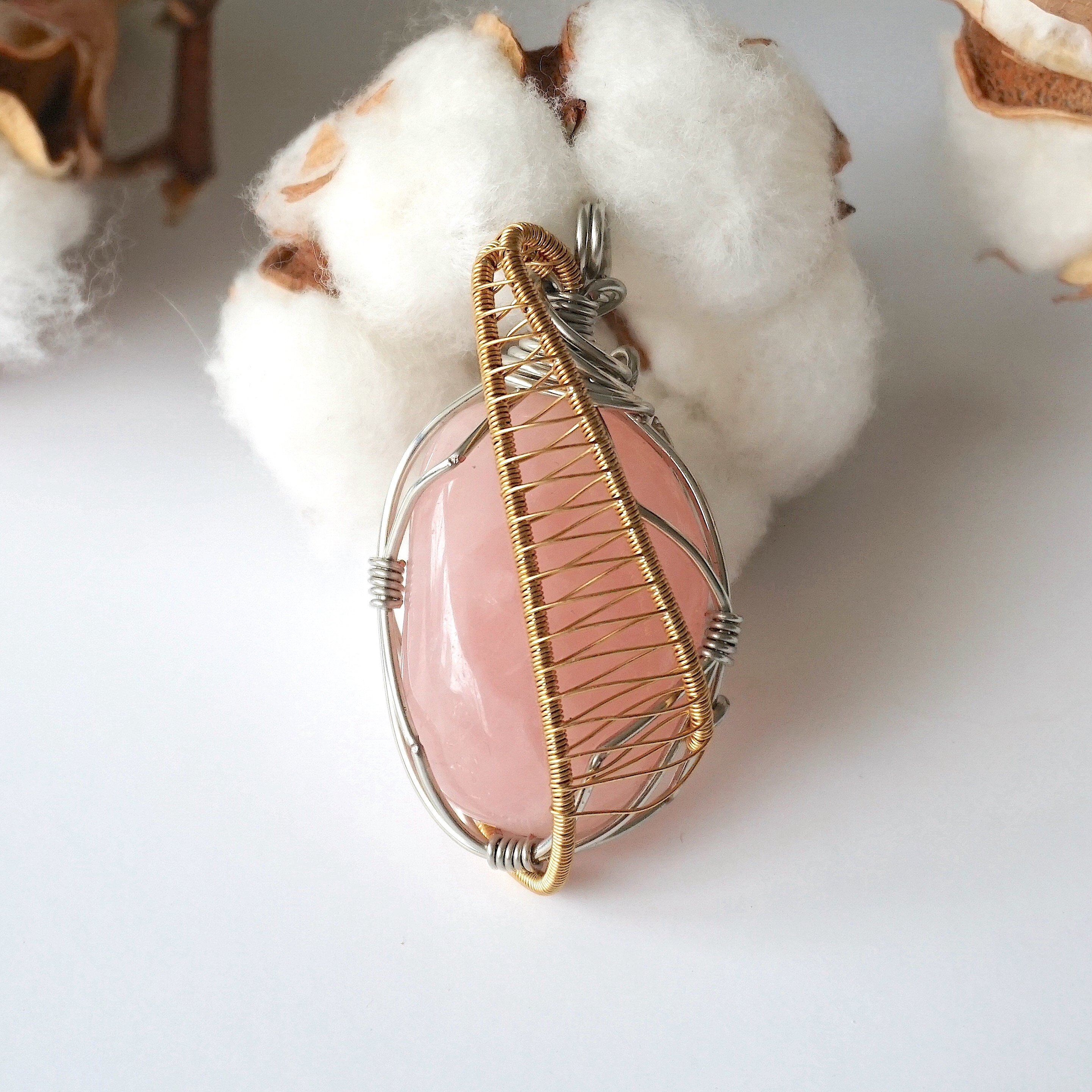Gold Rose Quartz Crystal Necklace - 14K White Gold/Gold Plated Jewelry for Women | Elegant Gift for Valentine's Day, Anniversary & Special Occasions