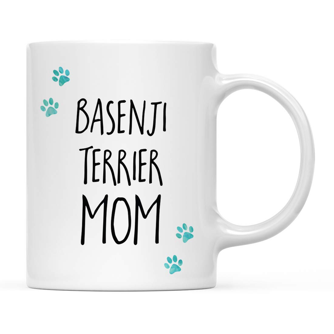 Funny Dog Mom Coffee Mug - 11oz Ceramic Cup with Basenji Dog & Pawprint Design - Perfect Gift for Dog Lovers (Christmas, Birthday) - Includes Gift Box - Great for Coffee, Tea, or Hot Chocolate at Home or Office