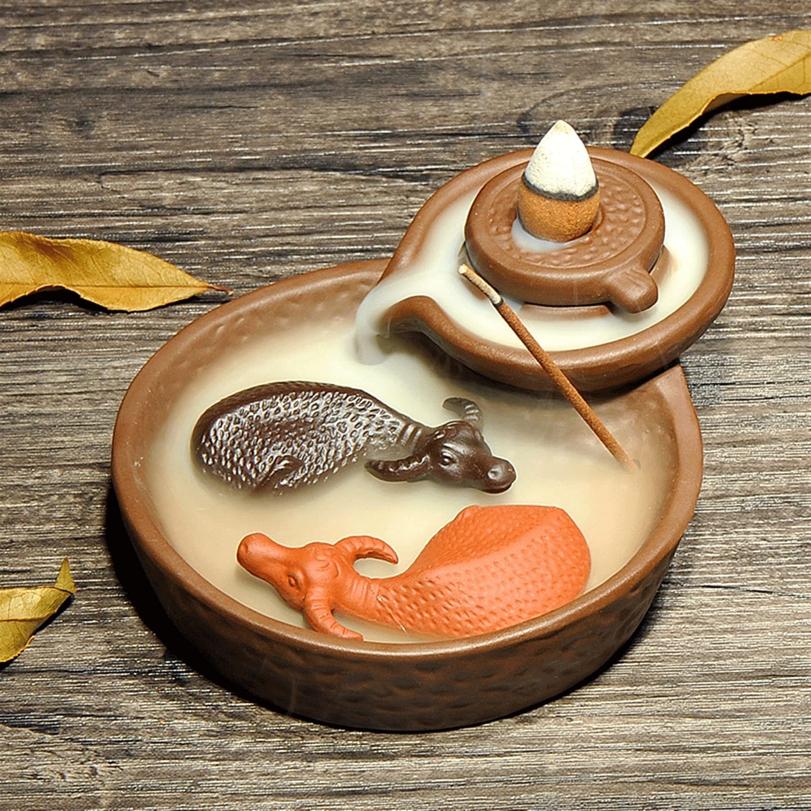 Ceramic Backflow Incense Burner with Waterfall Effect - 5.1×3.9×1.7 Inch Zen Home Decor for Aromatherapy, Meditation & Relaxation - Perfect for Living Room, Bedroom and Yoga Space