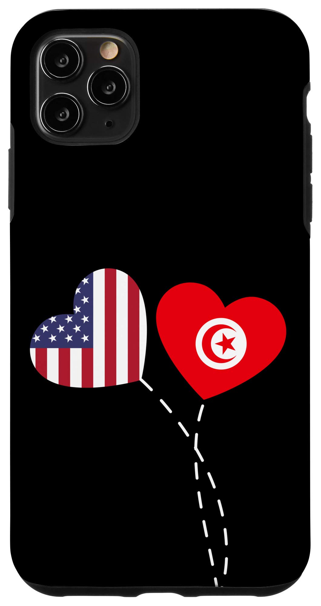 iPhone 11 Pro Max Case - Tunisia USA Flag Heart Design for Tunisian Americans | Durable Protective Cover for Daily Use, Travel & Gift Giving