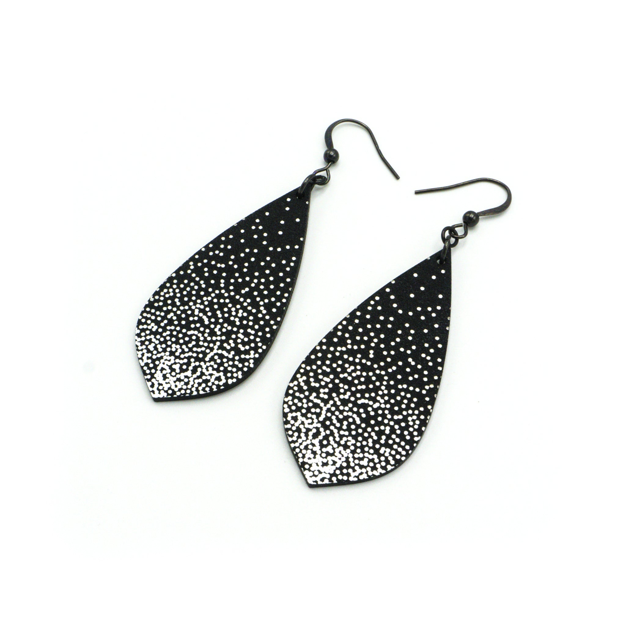 Gem Point [01R] Acrylic Earrings - Brushed Silver & Black | Stylish Dangle Earrings for Women, Perfect for Parties, Work & Everyday Wear