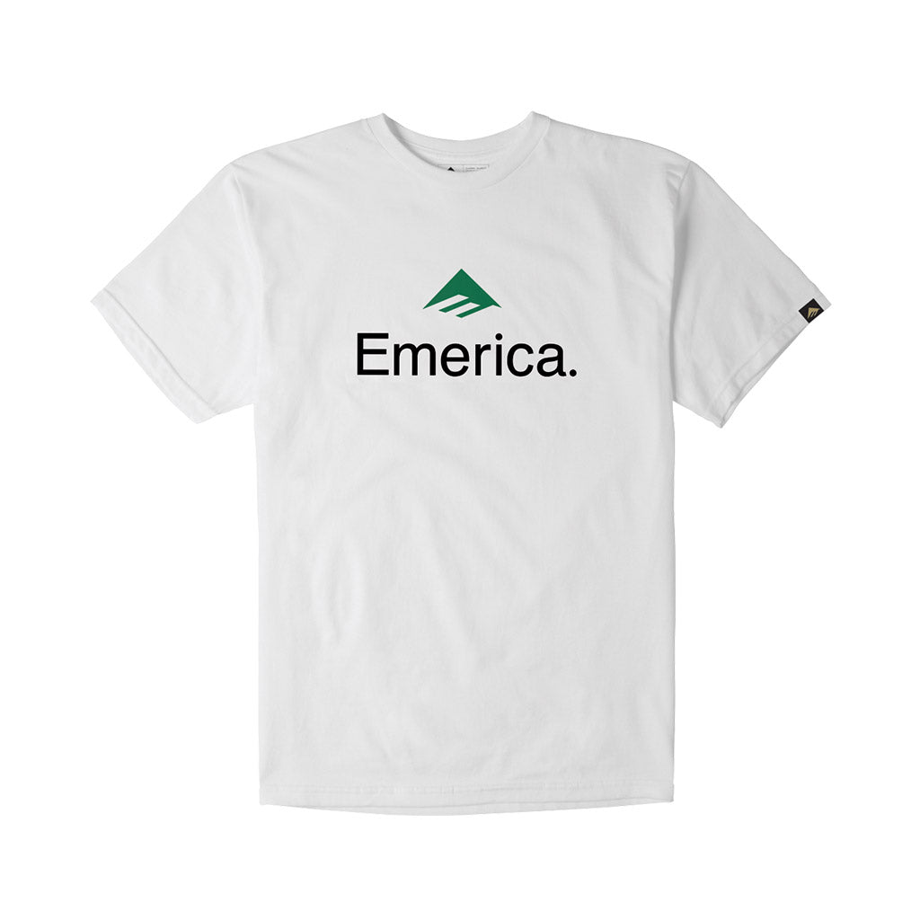 Emerica Skateboard Logo T-Shirt - White & Green Graphic Tee for Men - Casual Streetwear & Skateboarding Outfit