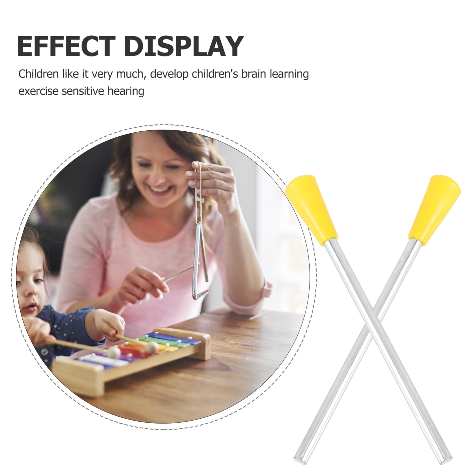 10-Piece Triangle Iron Percussion Sticks Set - Musical Instrument Mallets & Beaters for Kids - Durable Iron & Plastic Construction - Perfect for Music Education, Classroom Activities & Children's Percussion Practice