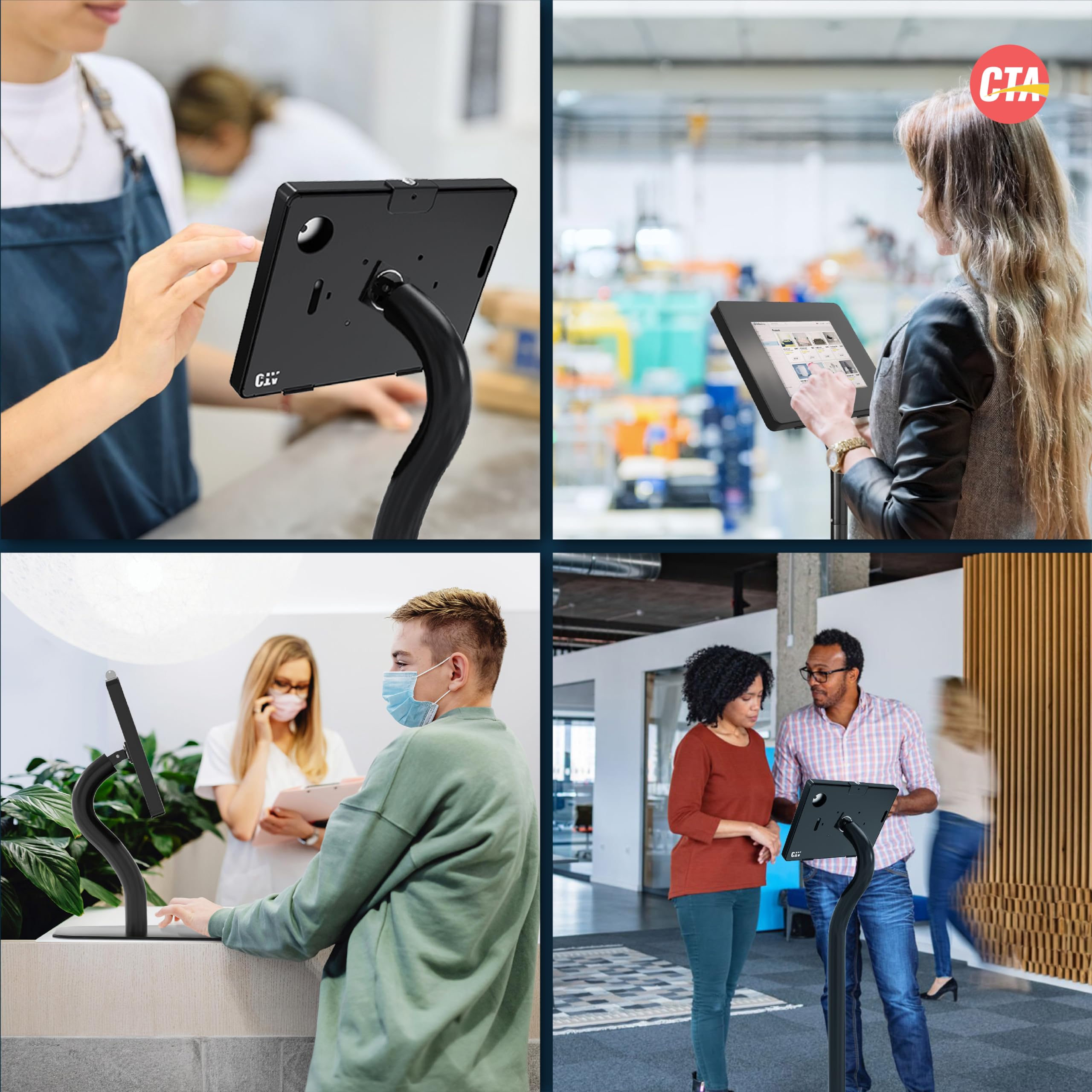 Premium Height-Adjustable Floor-to-Desk Security Kiosk for iPad 11 (A16), Pro 11-inch M4, Air 11-inch M3, iPad 10th Gen & Galaxy Tablets | Secure Tablet Stand for Retail, Office & Public Spaces | Model PAD-PARAFD