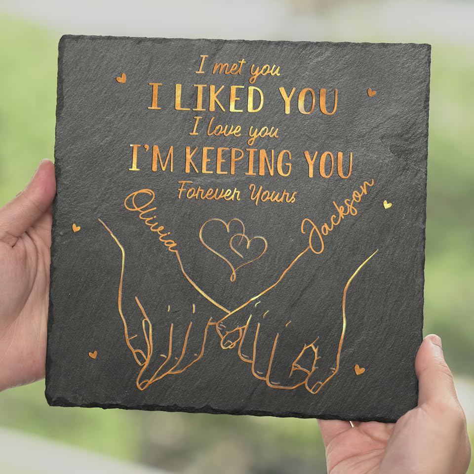 Custom Photo Couple Square Stone - Personalized Valentine's Day, Anniversary & Birthday Gift for Couples - Romantic Mr & Mrs Present for Husband & Wife - Perfect for Home Decor, Wedding Keepsakes & Romantic Surprises