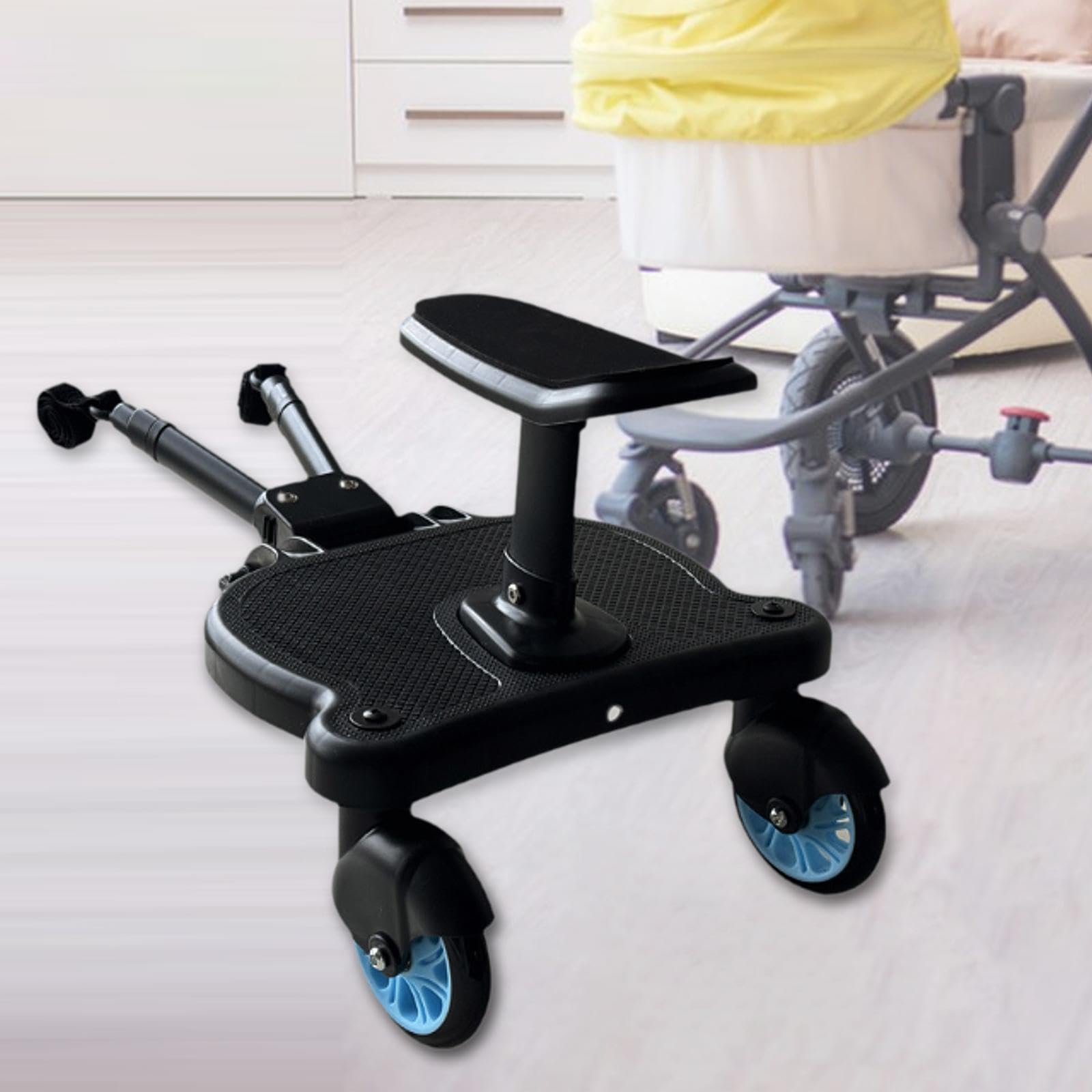 Milageto Universal Stroller Board for Kids - Standing & Glider Attachment with Blue Wheels | Fits Most Stroller Brands | Perfect for Shopping, Travel & Outdoor Adventures