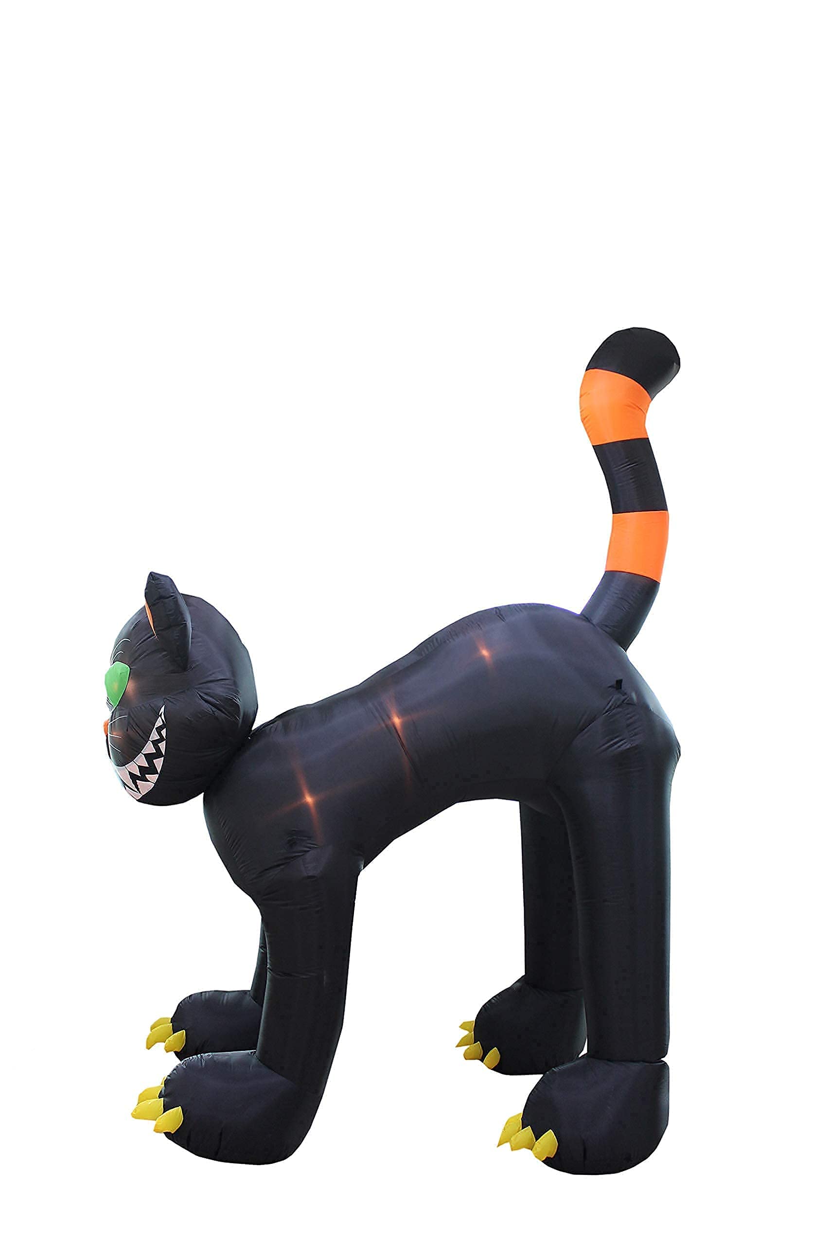 11FT Giant Animated Inflatable Black Cat & 7FT Skeleton Train Halloween Decorations Set with Ghost Tombstone & LED Lights - Outdoor Party Yard Decor for Halloween, Haunted House & Spooky Events