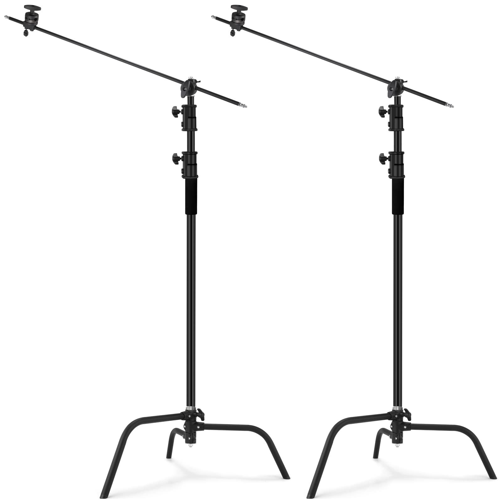 **Soonpho 2 Pack Heavy-Duty Steel C-Stand with 3.5' Extension Arm & Turtle Base – Professional Photography Light Stand for Studio, Softbox, Reflector – Max Height 10' (305cm) – Black – Perfect for Photo Shoots, Video Lighting, and Studio Equipment**