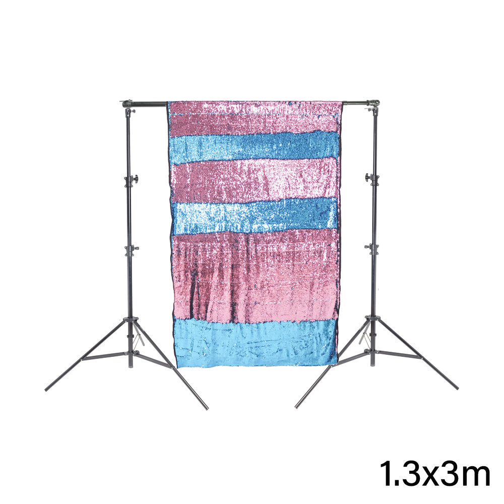 Pink and Light Blue Sequin Photo Backdrop with Stand - Sparkling Shimmer Wall for Birthday Parties, Baby Showers & Photo Booths - CLEARANCE SALE