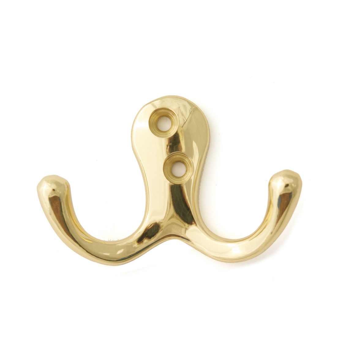 Vintage Unlacquered Brass Double Wall Coat & Hat Hook - Elegant Entryway Organizer for Coats, Hats, Scarves & Bags | Perfect for Hallway, Mudroom & Bedroom Decor