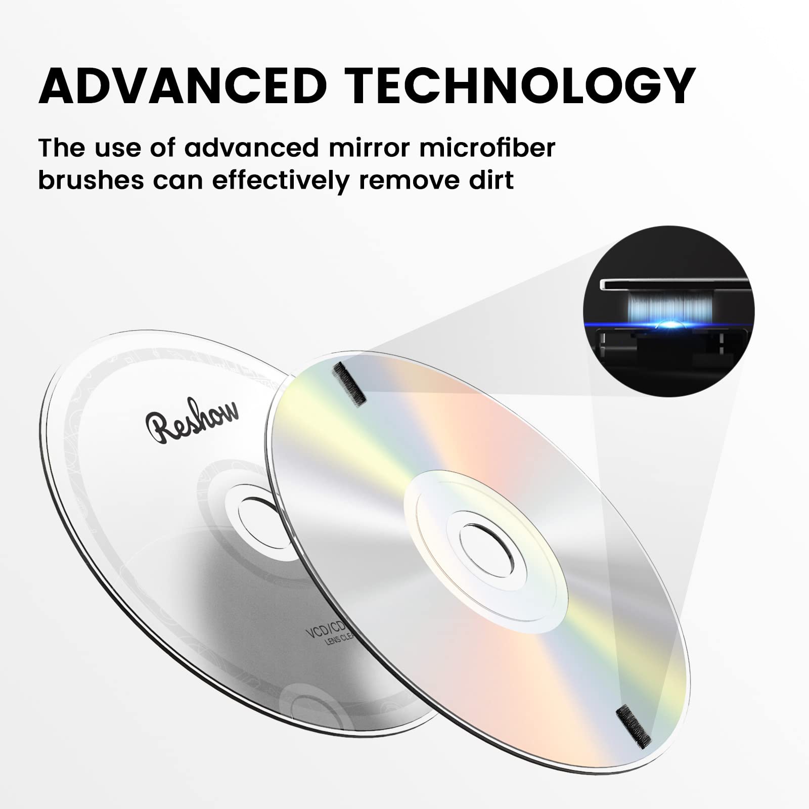 Reshow CD Player Cleaner Kit - Professional Laser Lens & Disc Cleaning Set for CD/VCD/DVD Players | Includes Microfiber Cloth, Cleaning Disc & Solution | Perfect for Home Audio Systems & Car Stereos