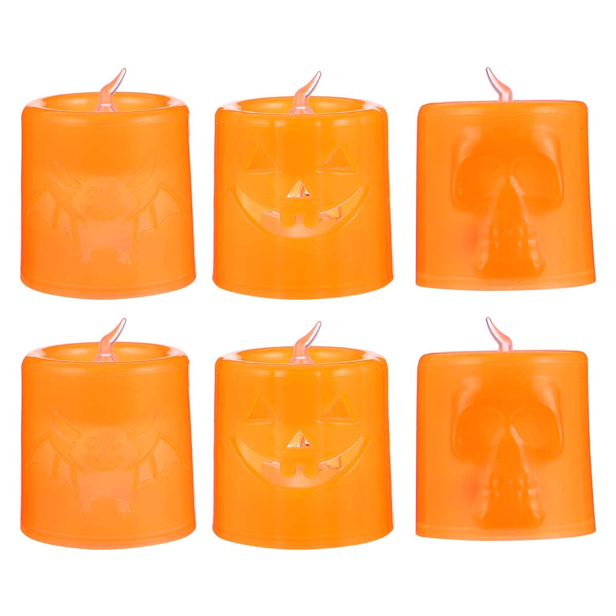 FRCOLOR 6PCS Halloween LED Flameless Candles - Battery Operated Wedding Decor Lights for Home, Yard, Bedroom, Dining Table - Romantic & Spooky Ambiance for Parties, Holidays & Everyday Decor