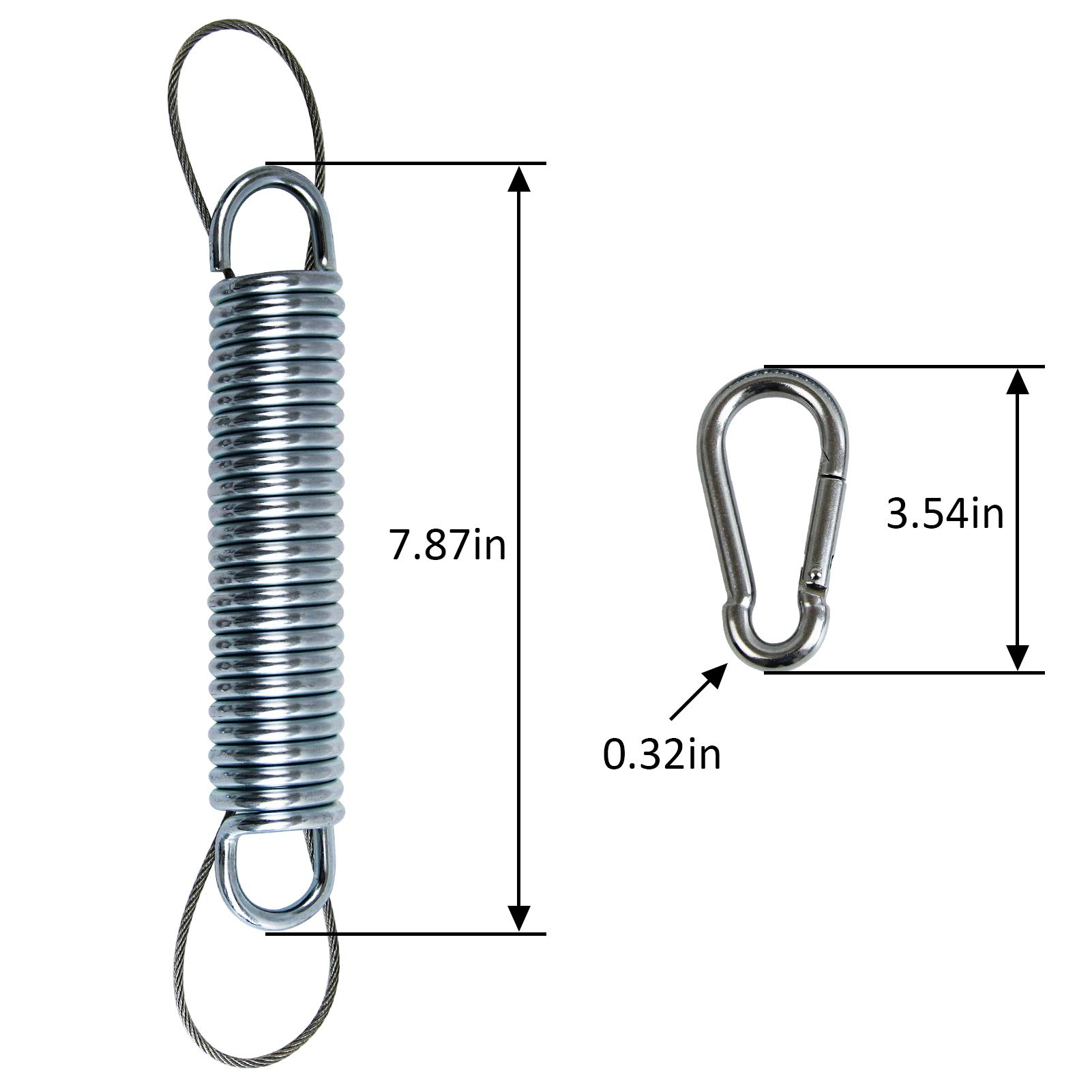 Heavy Duty Porch Swing Springs 700 LB Capacity - Stainless Steel Hanging Chair Spring Kit with 2 Springs, 4 Snap Hook Carabiners & 2 Safety Steel Wires - Perfect for Porch Swings, Garden Hammocks & Outdoor Relaxation