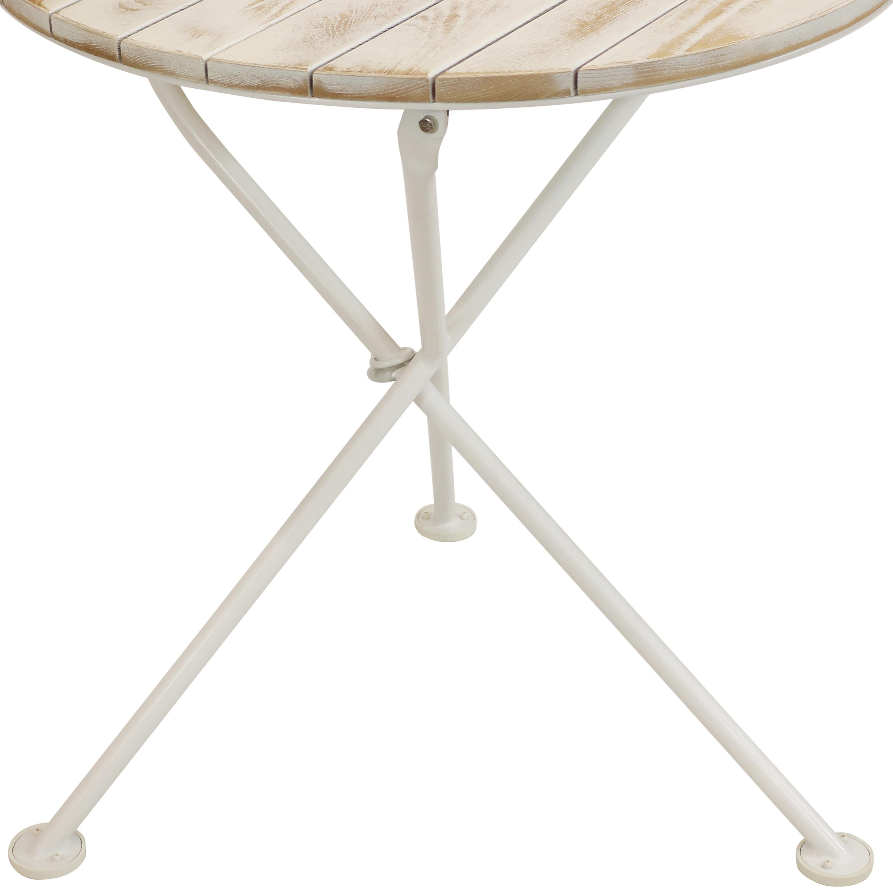 Sunnydaze French Country European Chestnut White Bistro Table - 28 Inch Round Outdoor Dining Set for Patio, Garden, Cafe & Restaurant Use