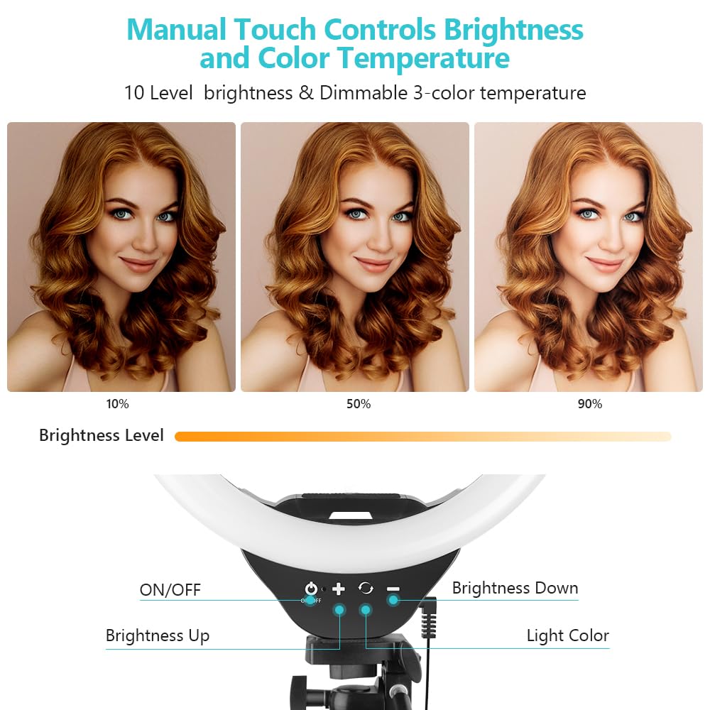 Sensyne 10'' Ring Light with 50'' Extendable Tripod Stand - LED Circle Light with Phone Holder for Live Streaming, Makeup, YouTube Videos & TikTok - Compatible with All Smartphones - Perfect for Home Studio, Beauty Vlogging & Content Creation