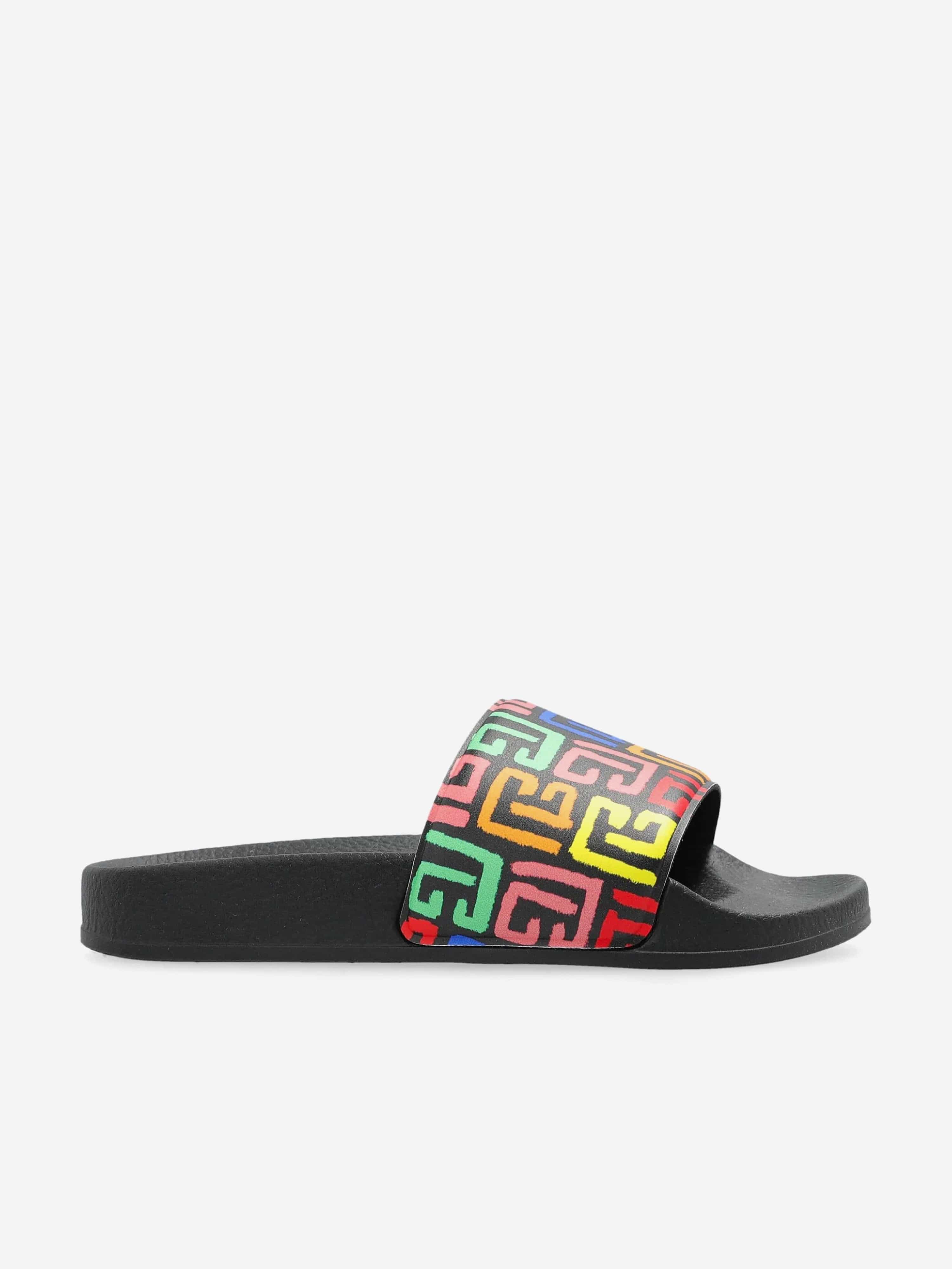 Balmain Kids Monogram Sliders - Multicolor Designer Sandals for Boys & Girls | Perfect for Summer, Beach, and Casual Outings